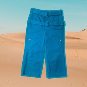 NWT RARE Lanvin Double-Belted Cotton Cropped Trousers in “Blue Ocean” FR 38 = M